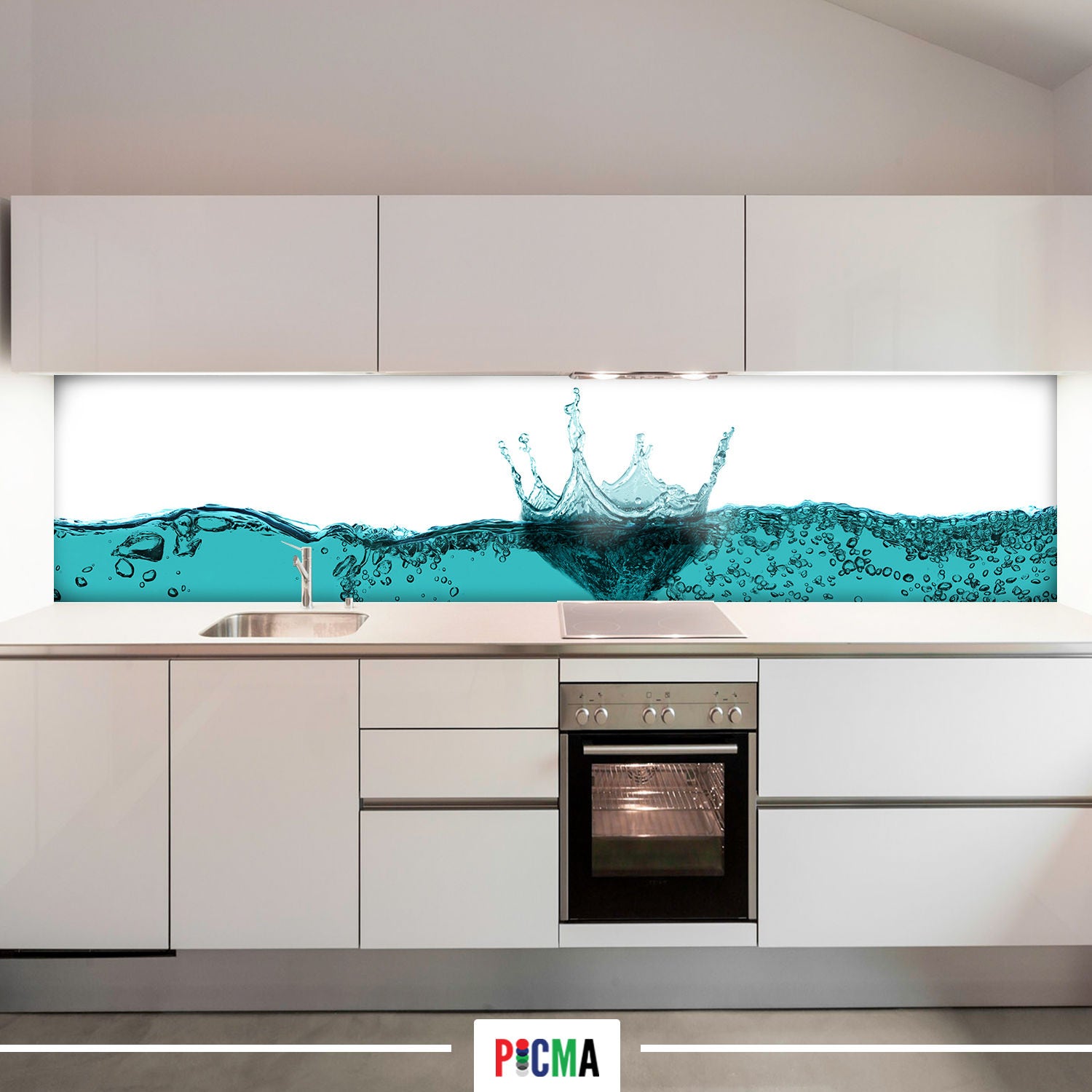 Panou decorativ bucatarie Splashback, compozit, luminescent, SPB 098, waterdrop, 2000 x 600 x 3 mm