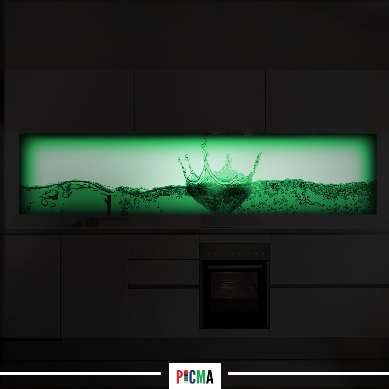 Panou decorativ bucatarie Splashback, compozit, luminescent, SPB 098, waterdrop, 2000 x 600 x 3 mm