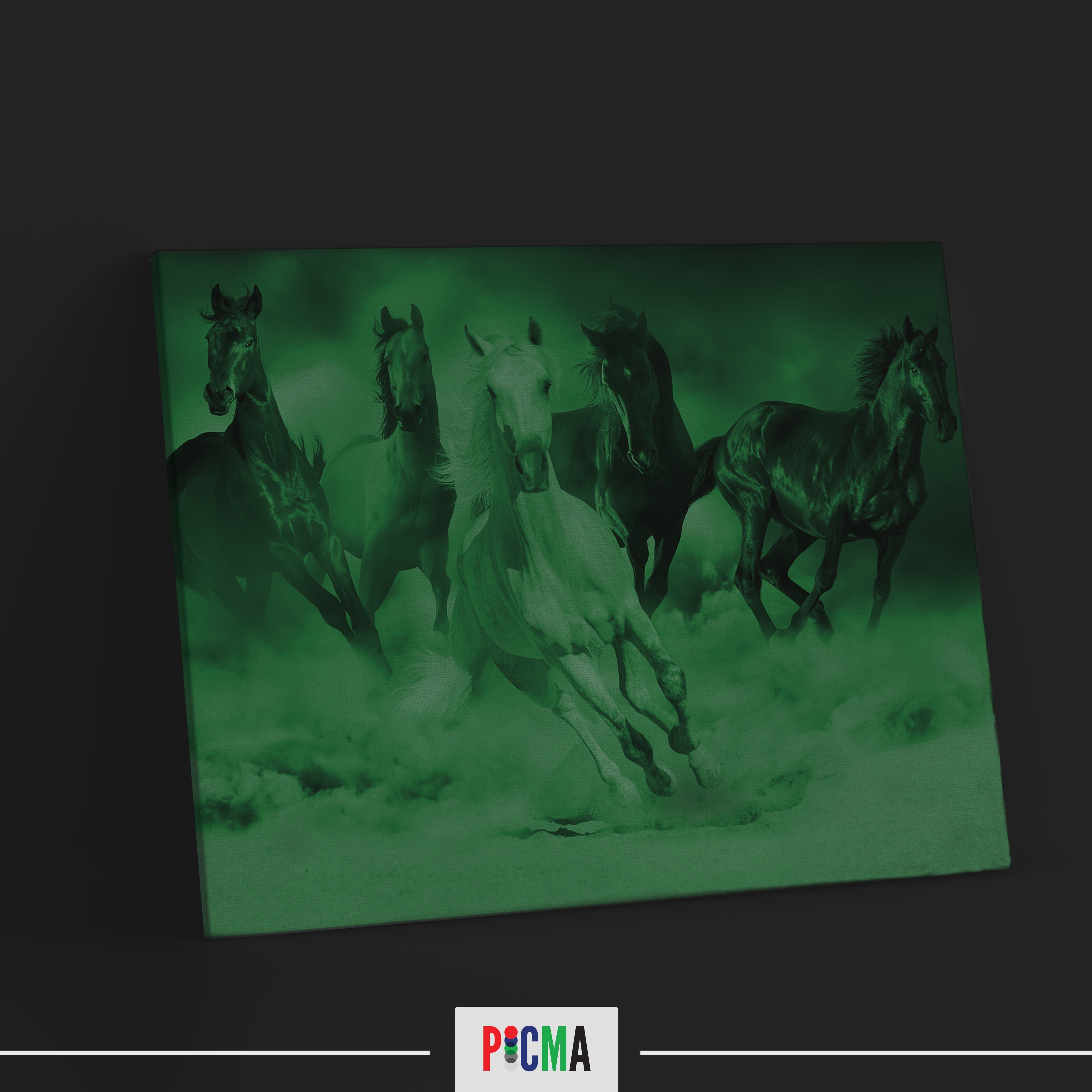 Tablou canvas luminos Familia calului, Picma, dualview, panza + sasiu lemn, 80 x 120 cm