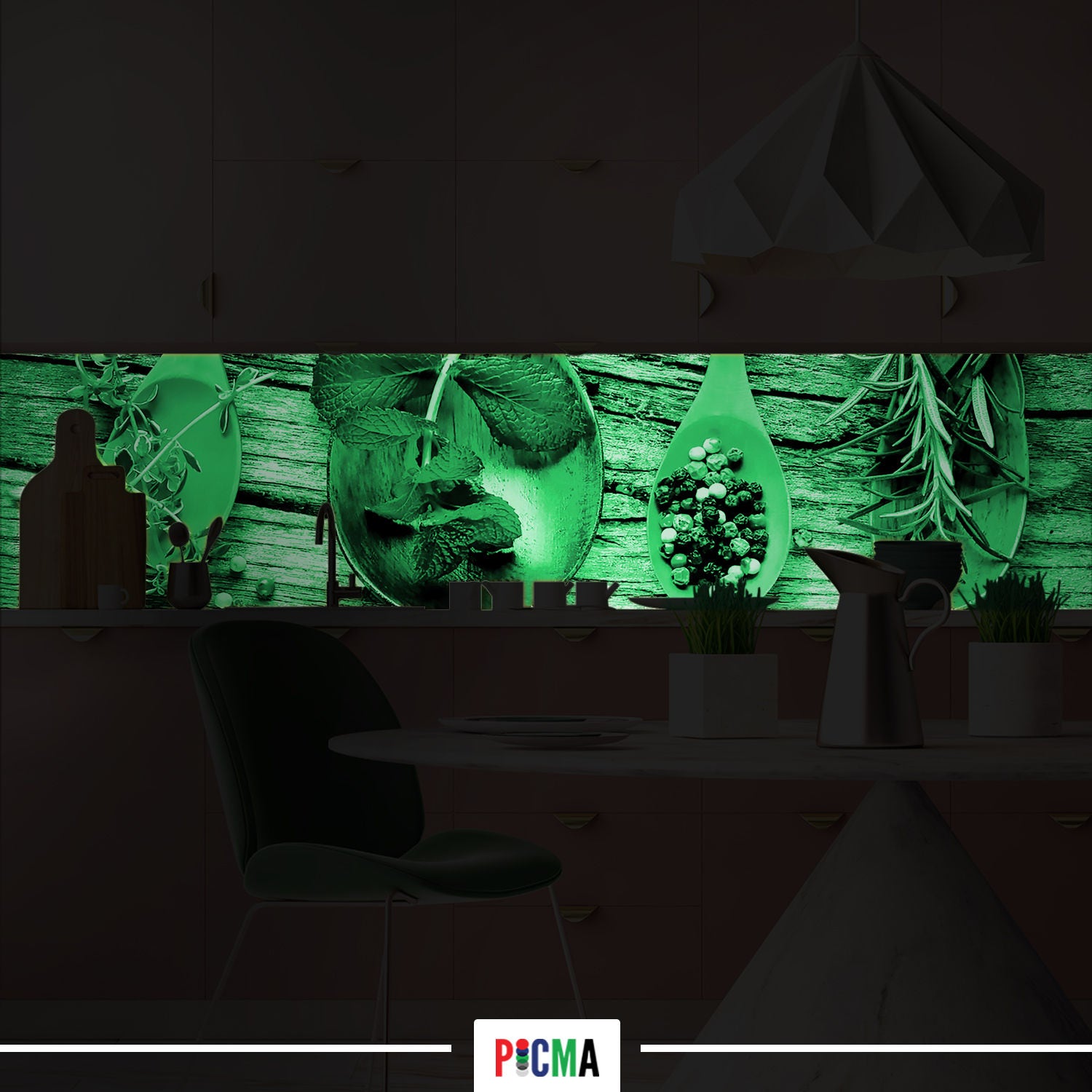Panou decorativ bucatarie Splashback, compozit, luminescent, SPB 169, condimente, 2000 x 750 x 3 mm