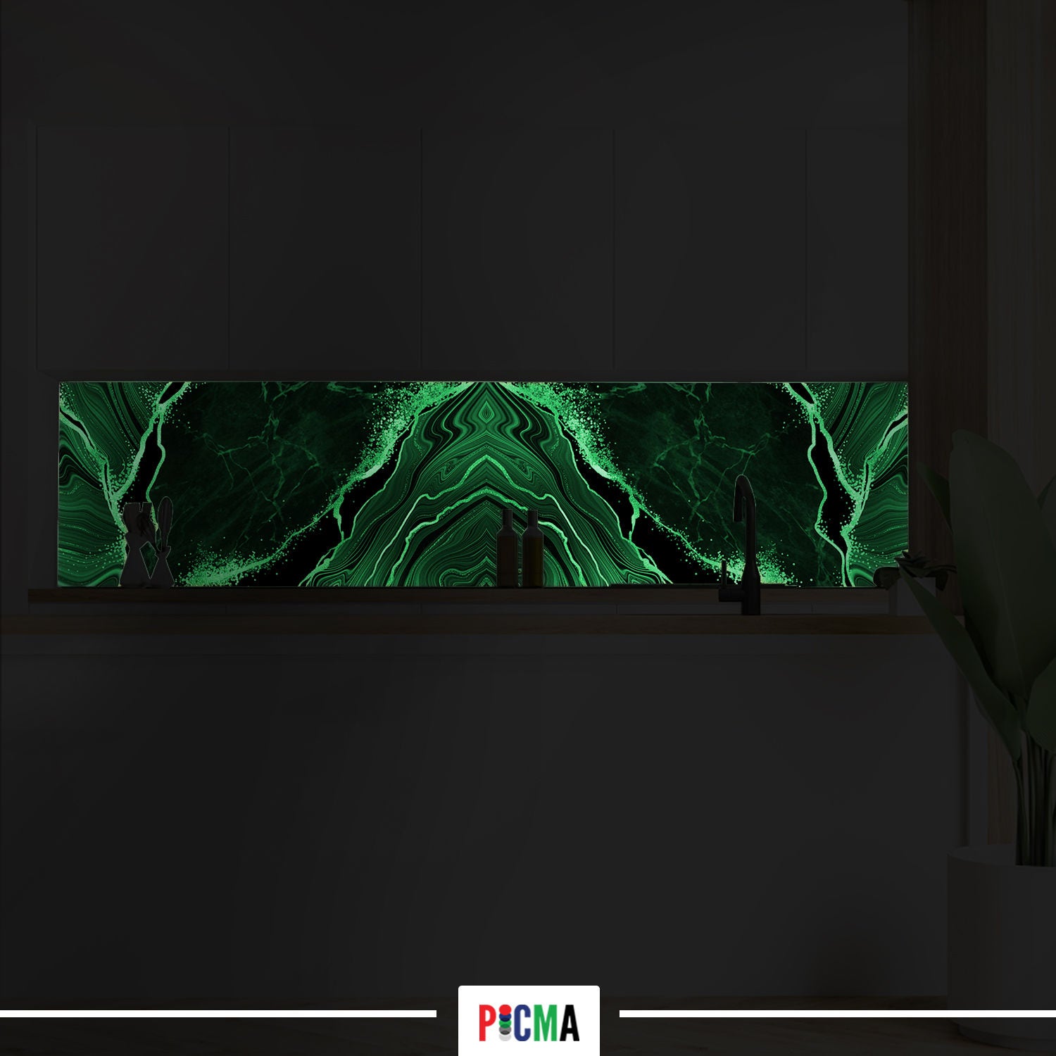 Panou decorativ bucatarie Splashback, compozit, luminescent, SPB 189, marmura, 2600 x 750 x 3 mm