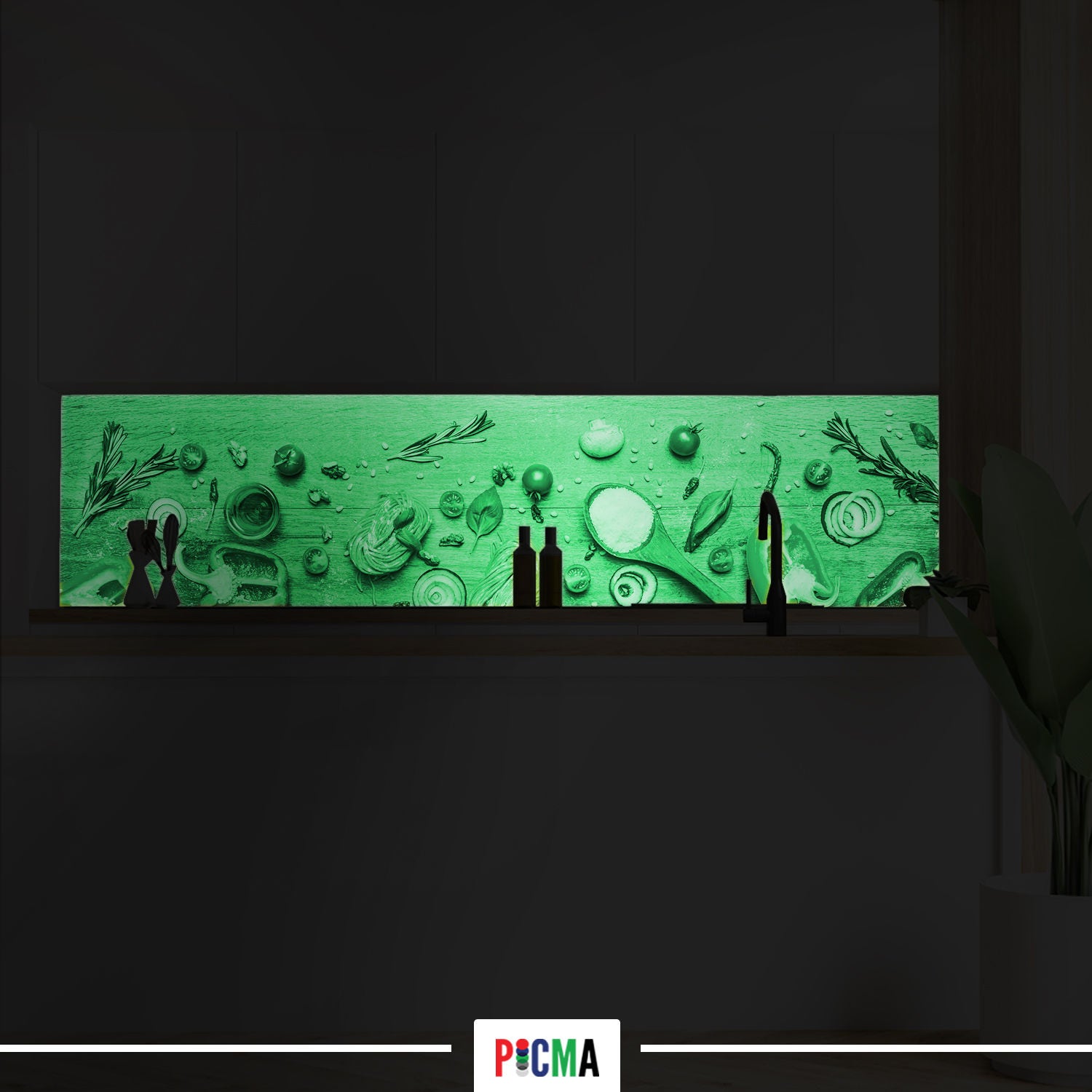 Panou decorativ bucatarie Splashback, compozit, luminescent, SPB 193, legume, 4000 x 750 x 3 mm