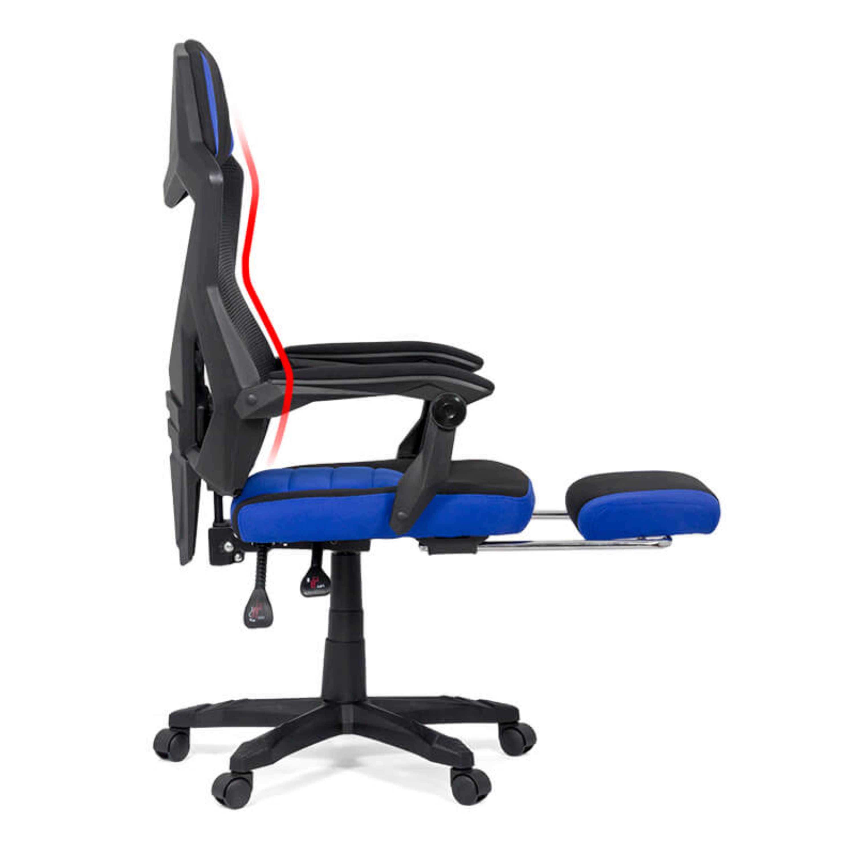 Scaun birou gaming OFF 304, rotativ, textil + mesh, negru + albastru, 1C