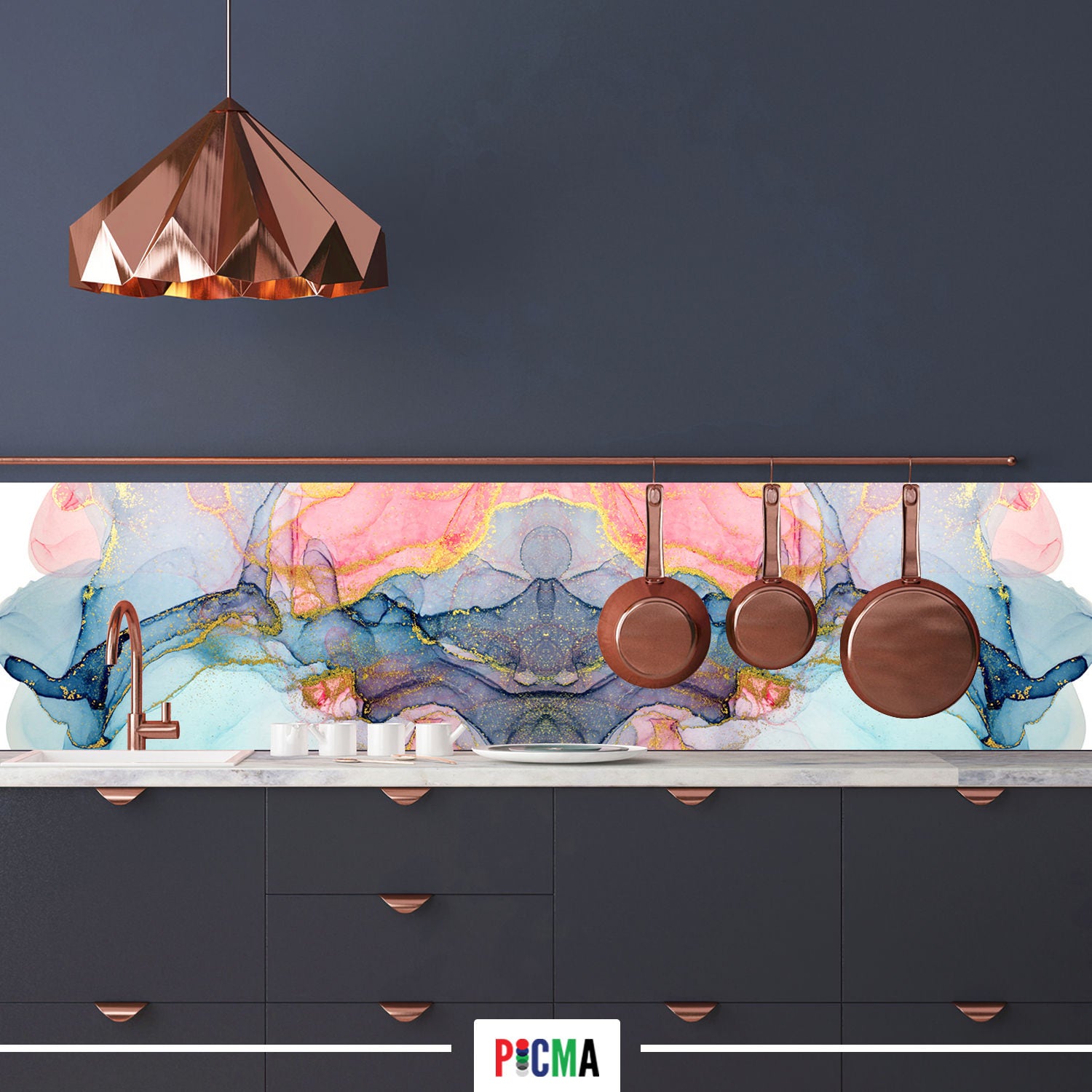 Panou decorativ bucatarie Splashback, compozit, luminescent, SPB 202, abstract, 4000 x 750 x 3 mm