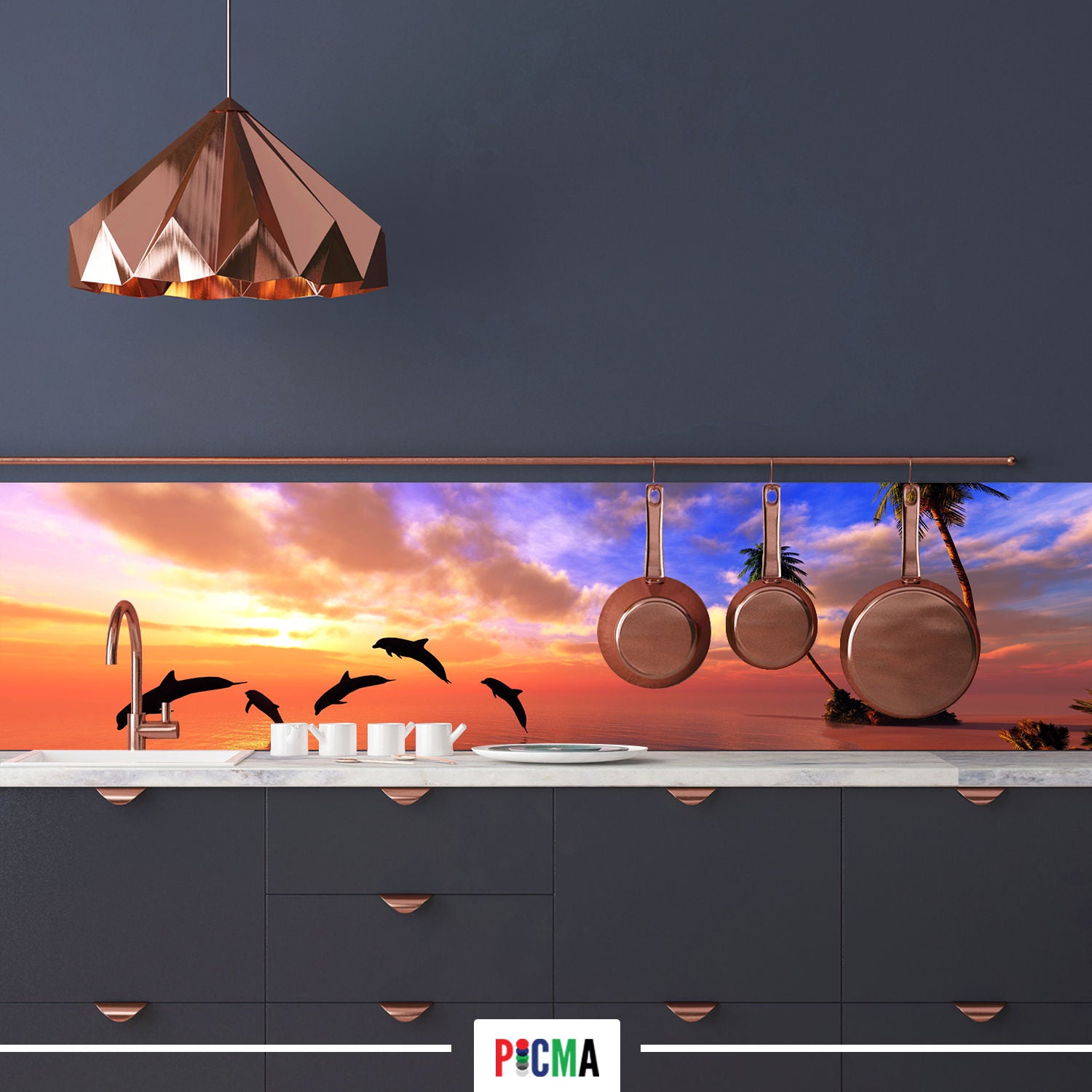 Panou decorativ bucatarie Splashback, compozit, luminescent, SPB 207, mare, 4000 x 750 x 3 mm