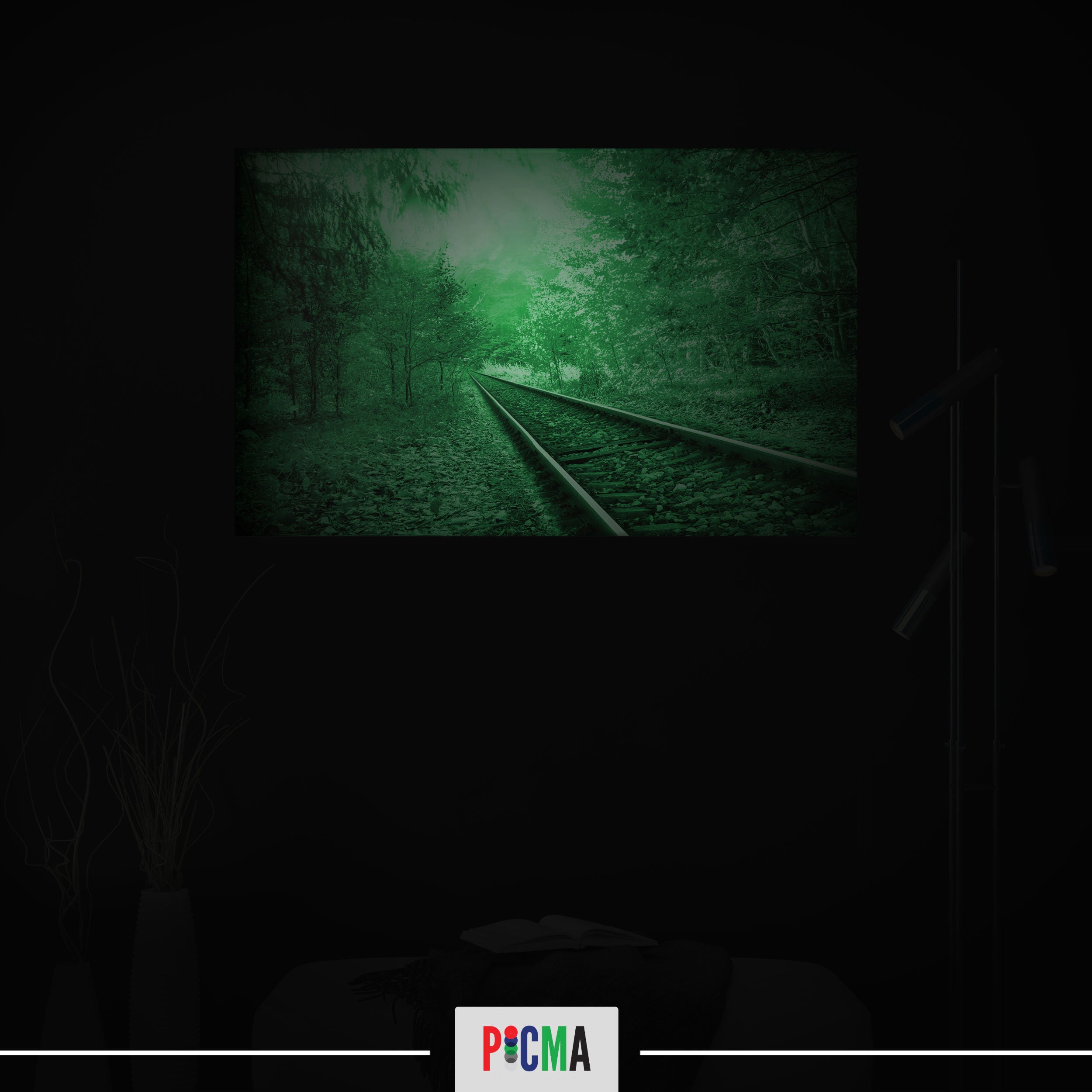 Tablou canvas luminos Cale ferata, Picma, dualview, panza + sasiu lemn, 80 x 120 cm