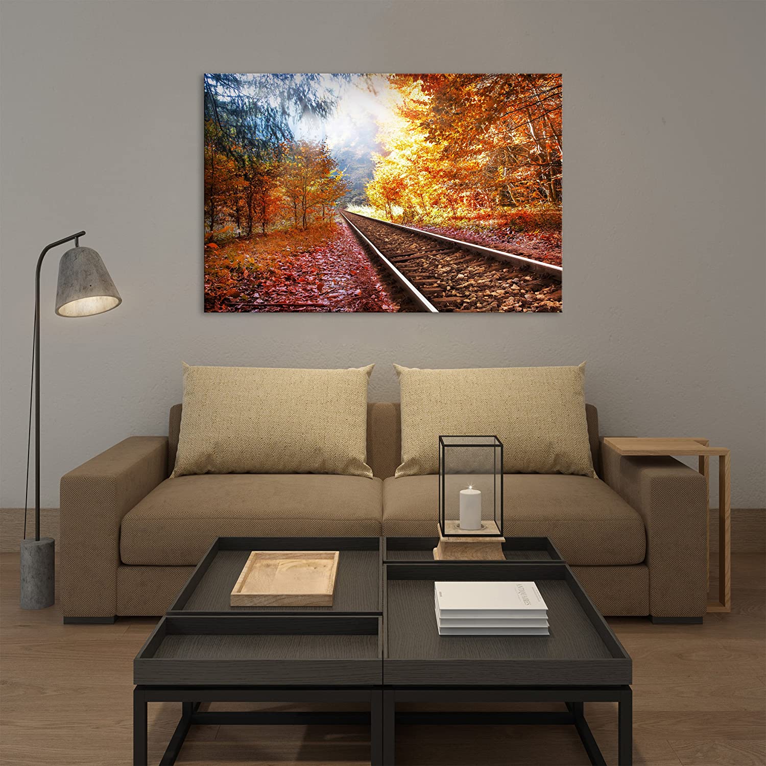 Tablou canvas Cale ferata, Picma, standard, panza + sasiu lemn, 80 x 120 cm