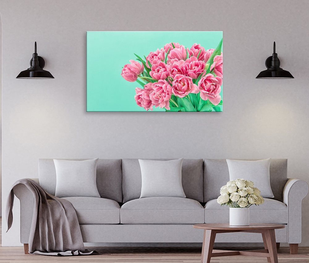 Tablou canvas Buchet lalele roz, Picma, standard, panza + sasiu lemn, 40 x 60 cm