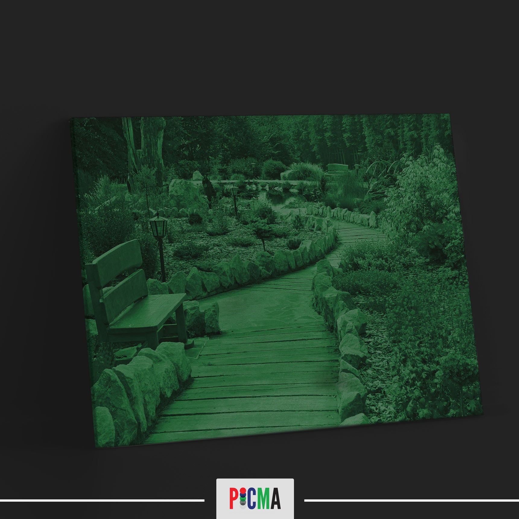 Tablou canvas luminos Alee in parc, Picma, dualview, panza + sasiu lemn, 60 x 90 cm