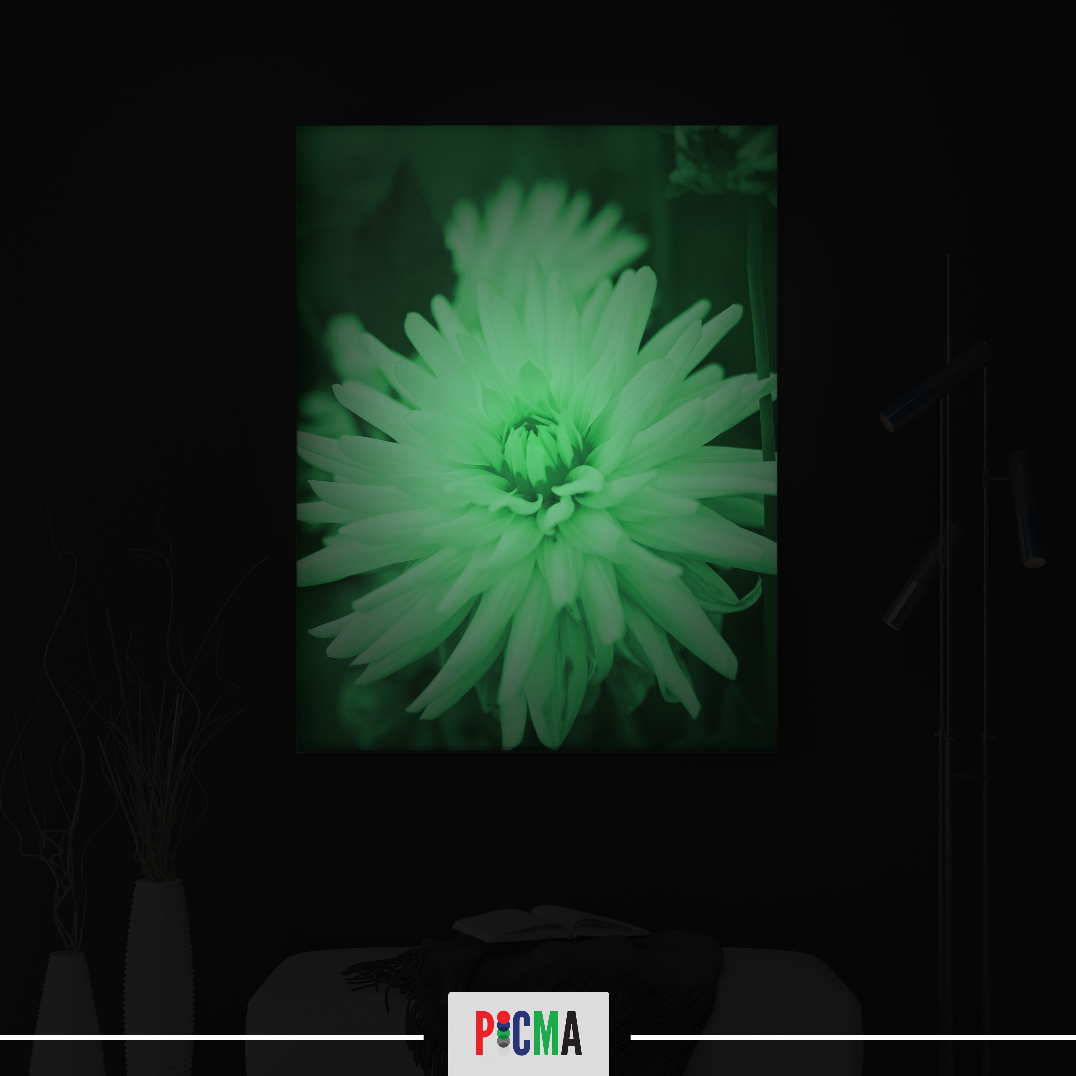 Tablou canvas luminos Floare alba 3, Picma, dualview, panza + sasiu lemn, 80 x 120 cm