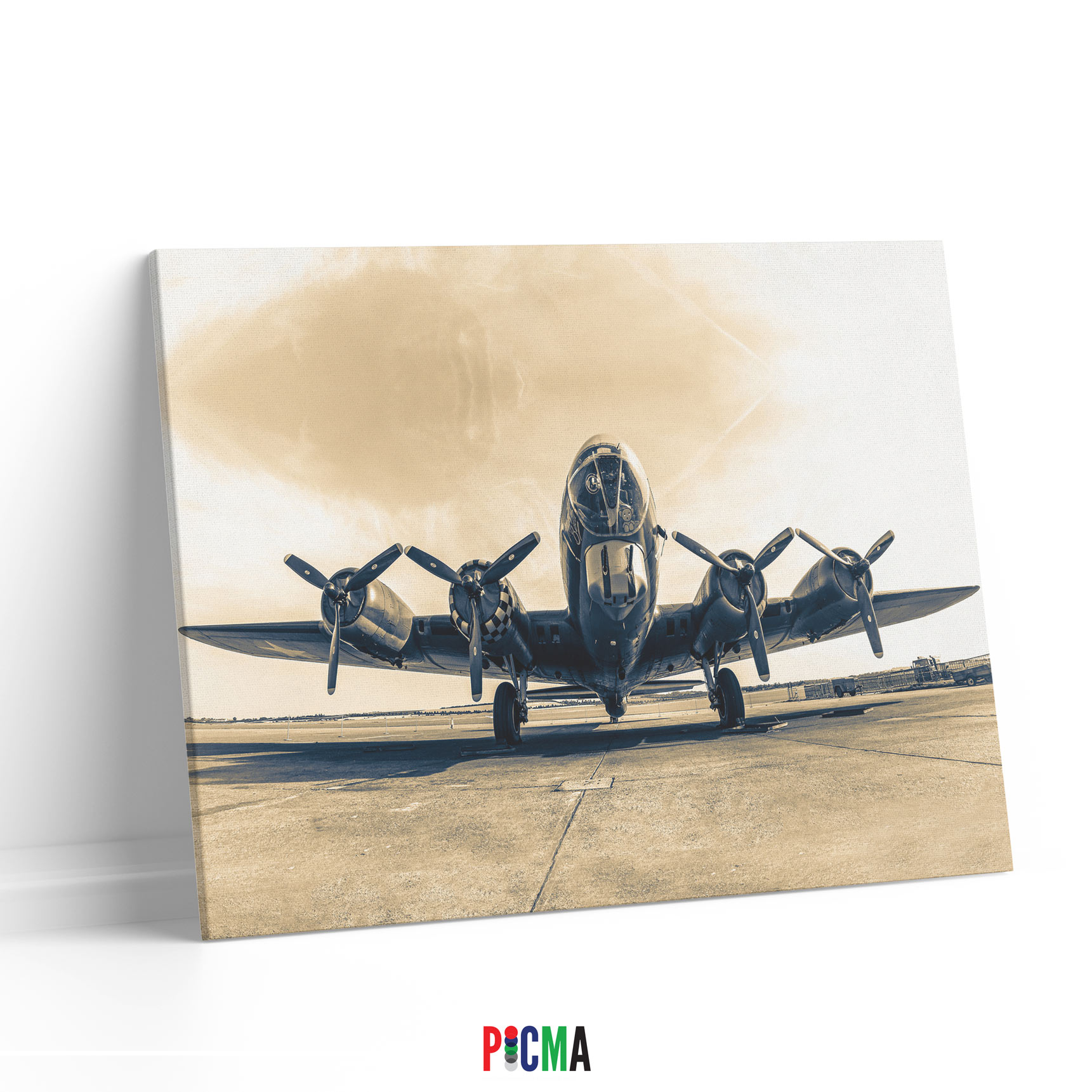 Tablou canvas Avion pe plaja, Picma, standard, panza + sasiu lemn, 40 x 60 cm
