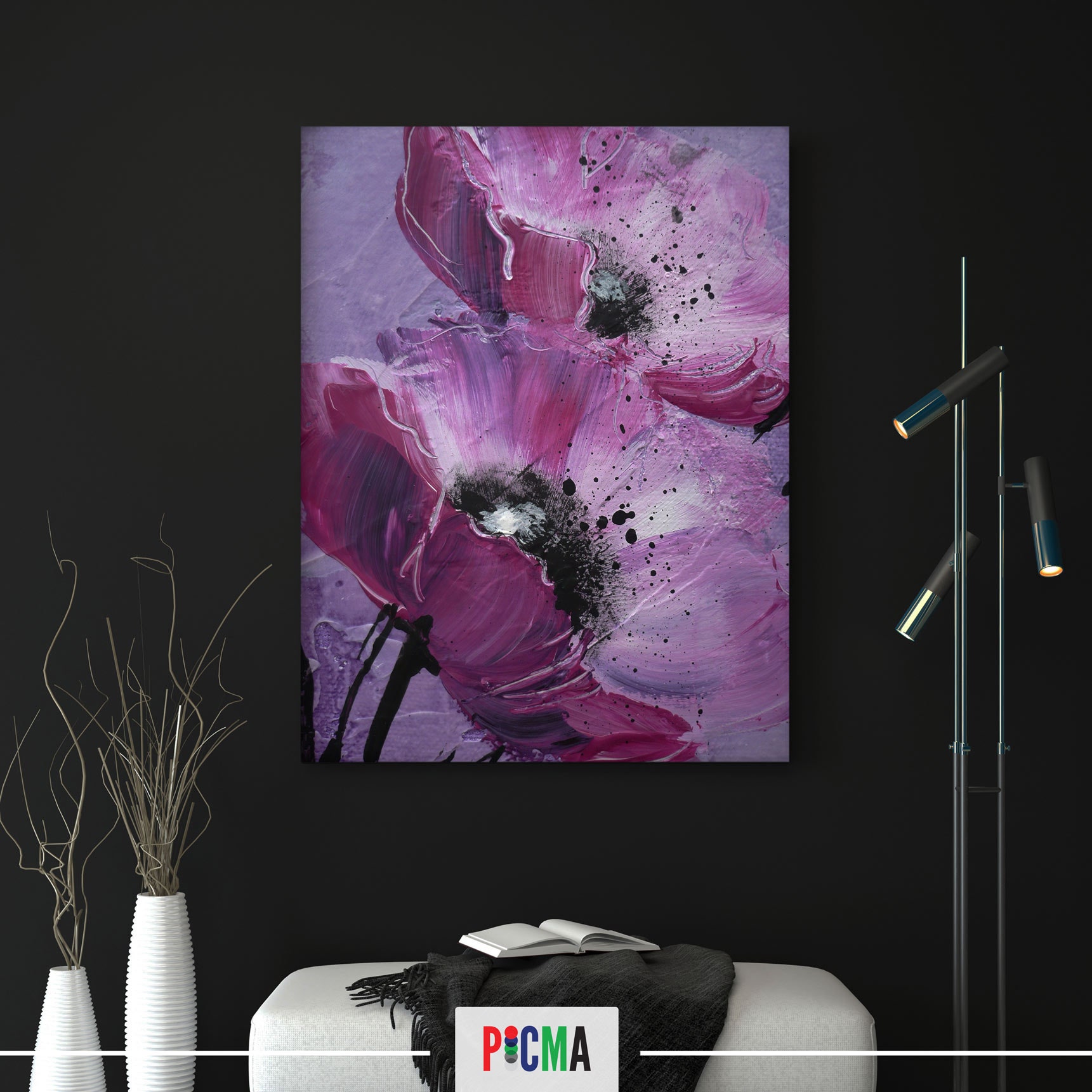 Tablou canvas Floare abstracta, Picma, standard, panza + sasiu lemn, 60 x 90 cm