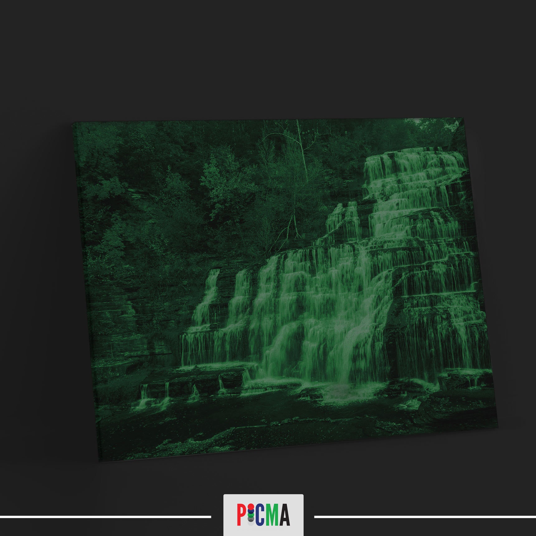 Tablou canvas luminos Cascada 3, Picma, dualview, panza + sasiu lemn, 60 x 90 cm