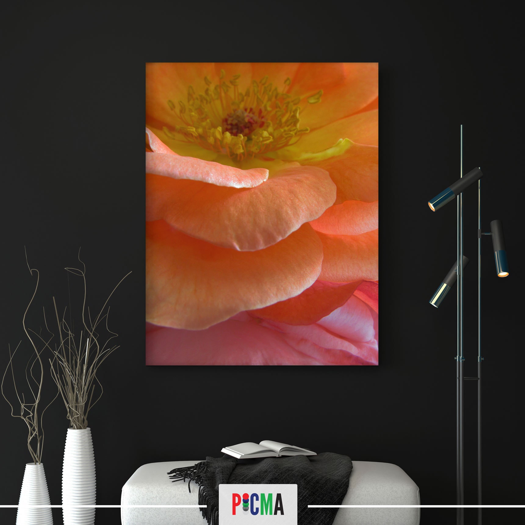 Tablou canvas Trandafir roz 2, Picma, standard, panza + sasiu lemn, 40 x 60 cm