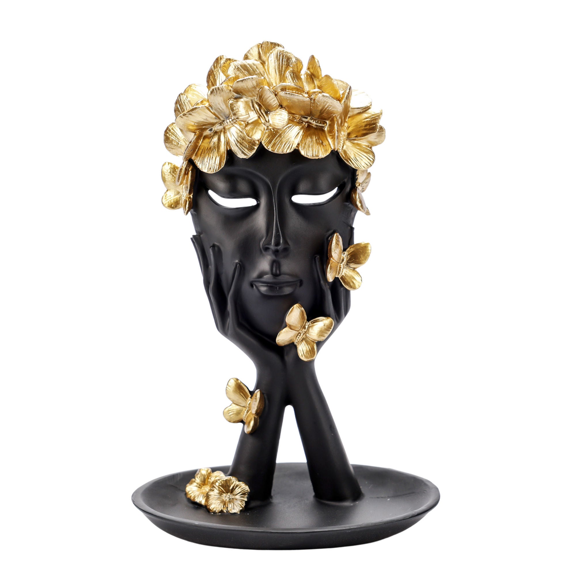 Statueta Crown, Ella Home, rasina, negru, 27 cm