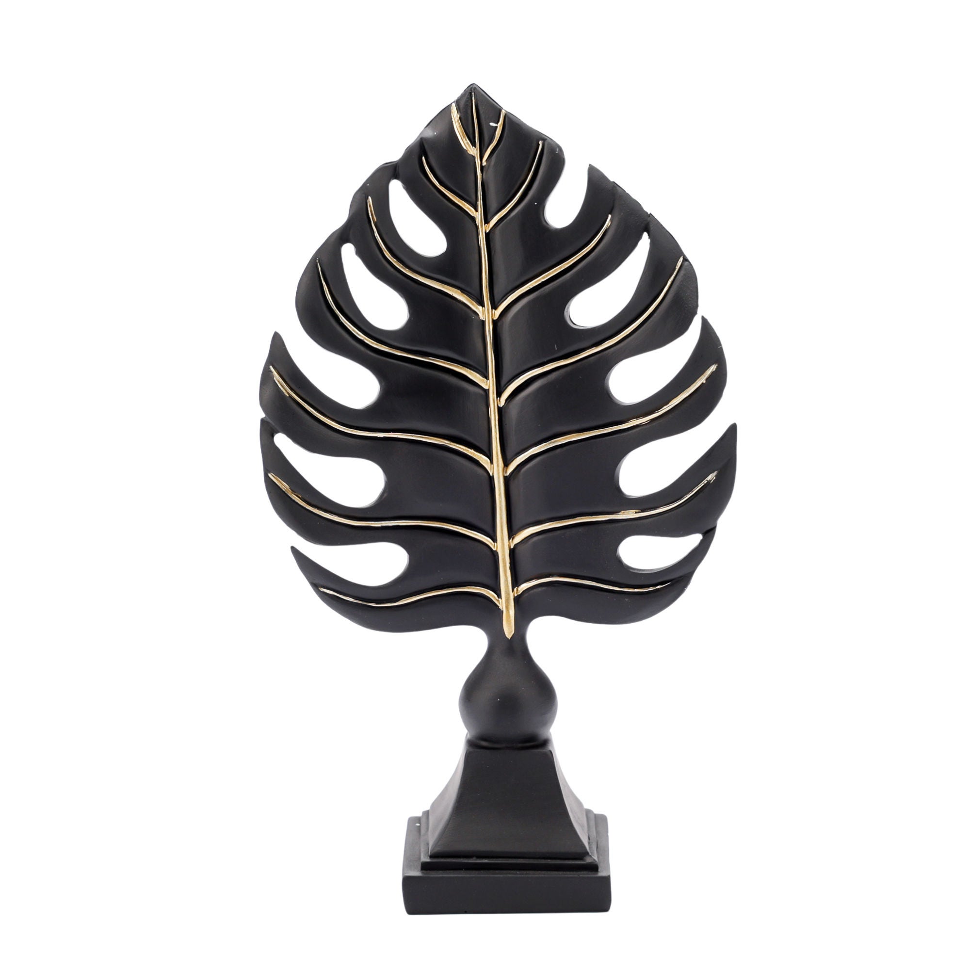 Statueta Leaf, Ella Home, rasina, negru, 26 cm