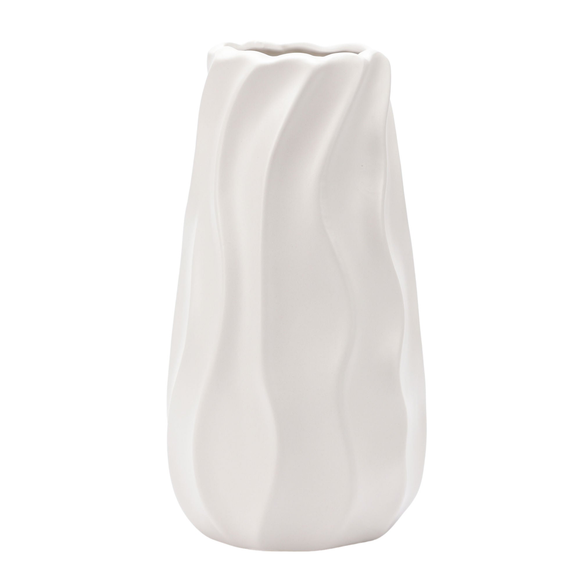 Vaza decorativa Ella Home, New Waves, ceramica, alb, 25 cm