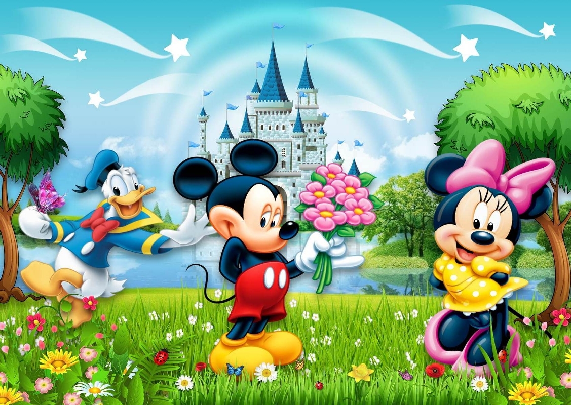 Fototapet vinil 3D, Printdream Mickey si Minnie, 350 x 230 cm