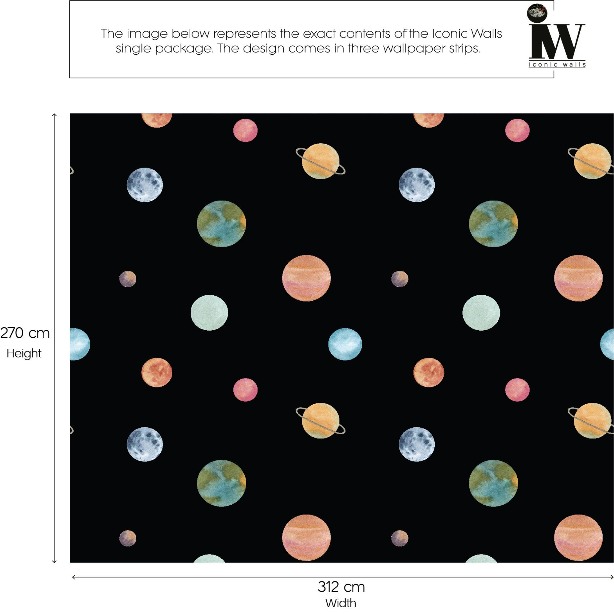 Fototapet vlies, Iconic Walls Milky Planets ICWLP00100, 312 x 270 cm