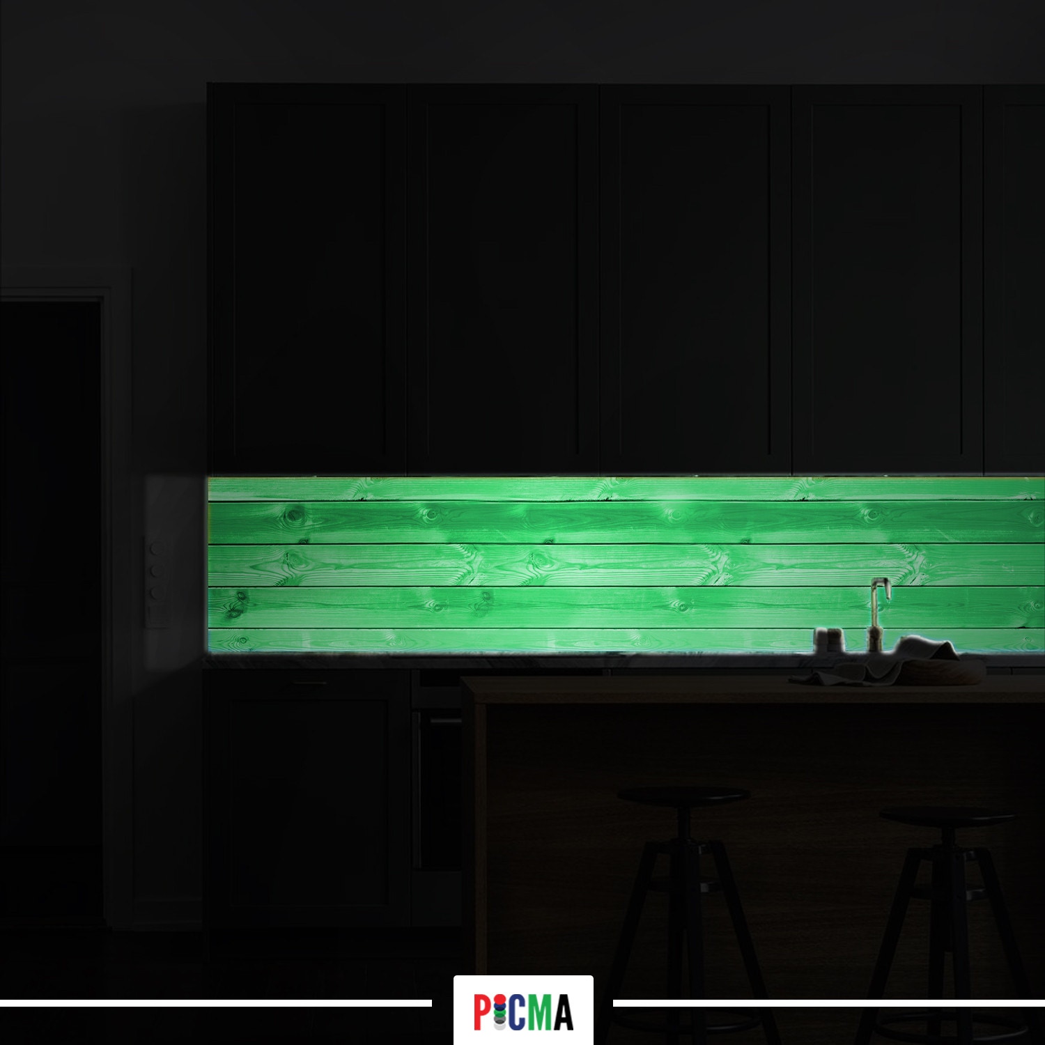 Panou decorativ bucatarie Splashback, compozit, luminescent, SPB 253, lemn colorat, 2000 x 750 x 3 mm