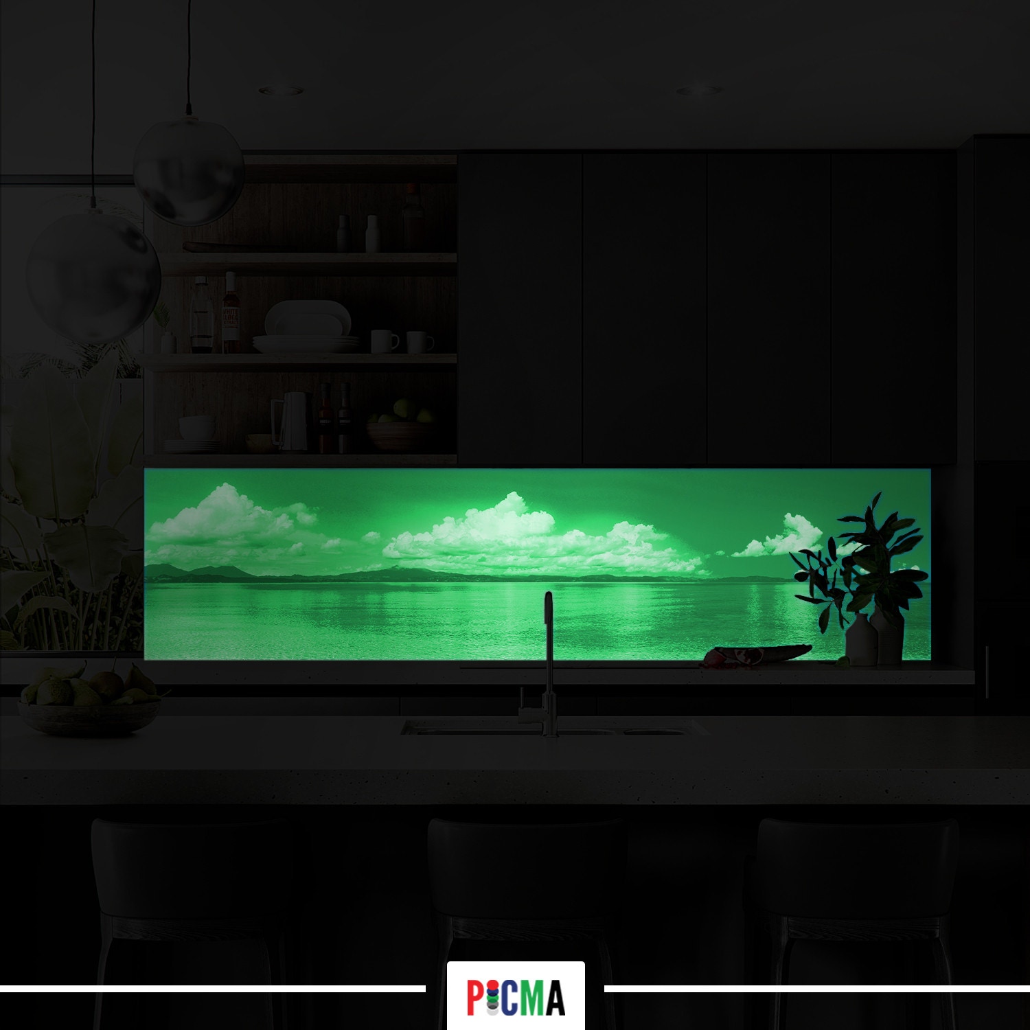 Panou decorativ bucatarie Splashback, compozit, luminescent, SPB 261, plaja, 2600 x 750 x 3 mm