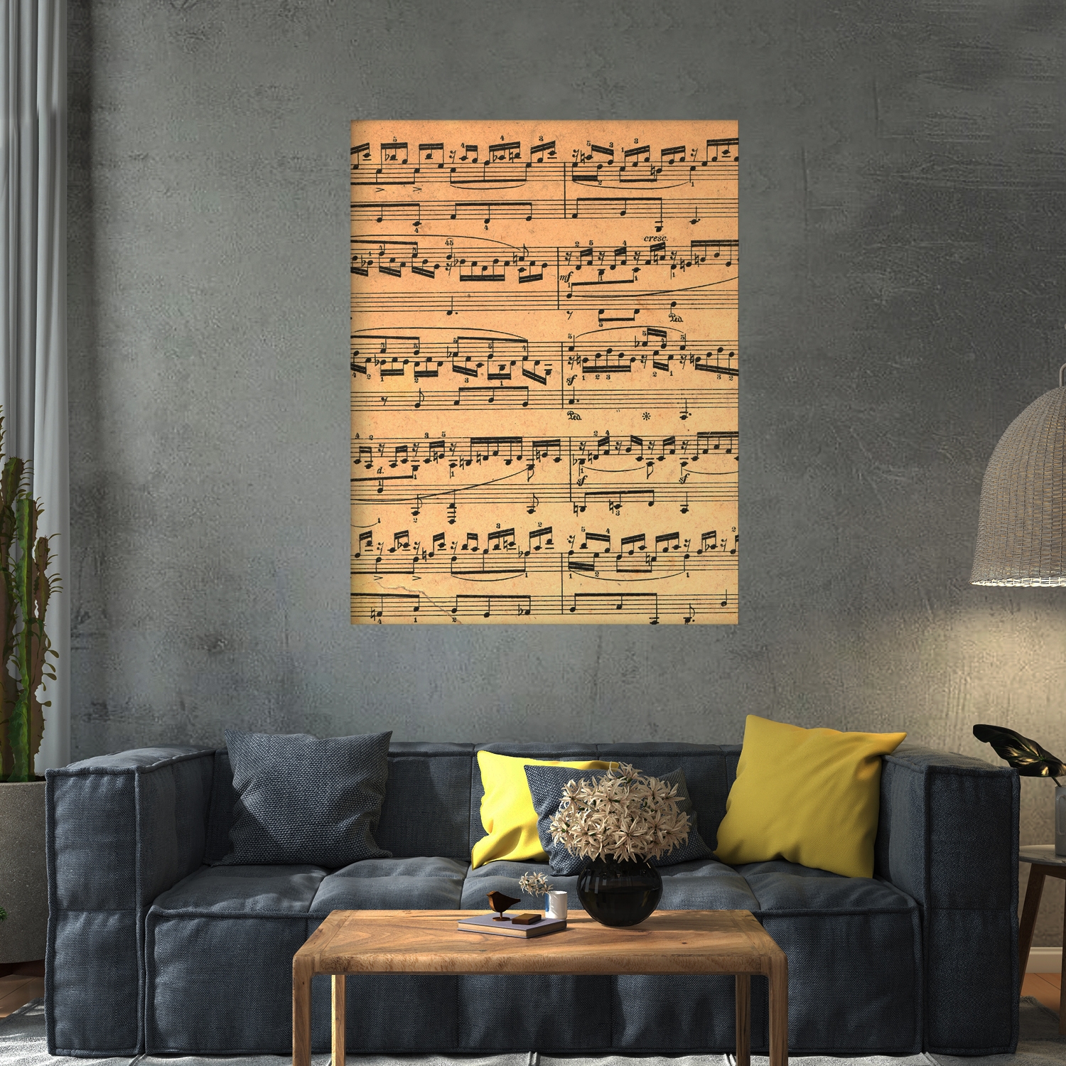 Tablou canvas luminos Portativ muzical, CLT0285, Picma, dualview, panza + sasiu lemn, 40 x 60 cm
