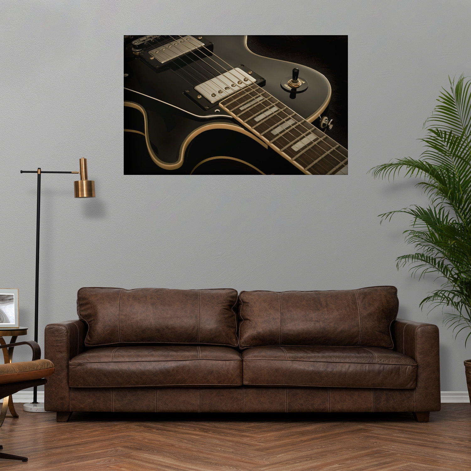 Tablou canvas luminos Guitar Black, CLT0291, Picma, dualview, panza + sasiu lemn, 60 x 90 cm