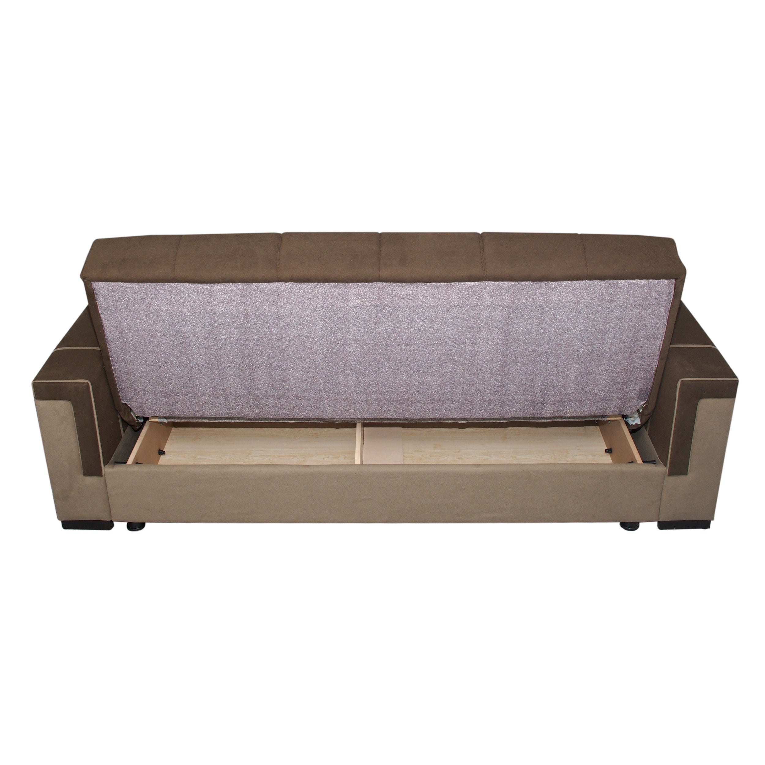 Canapea extensibila 3 locuri Ideal, cu lada, maro inchis + maro deschis, 230 x 90 x 85 cm, 1C