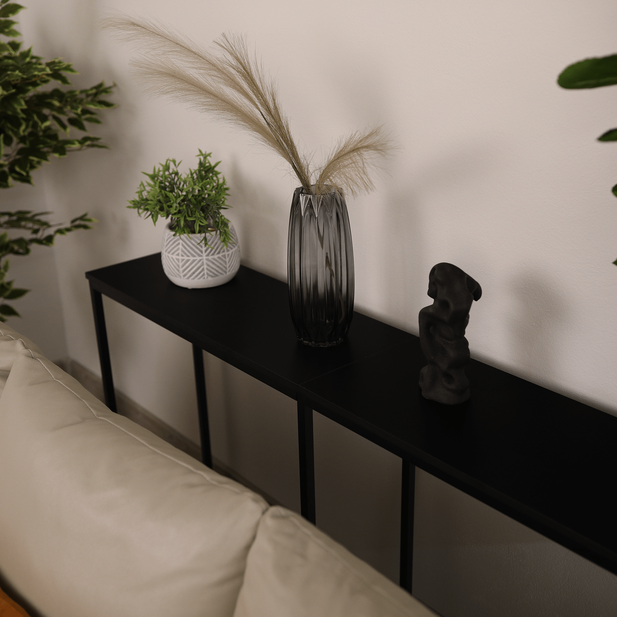 Consola living Busta, gri inchis + negru, 160 x 30 x 75 cm, 1C