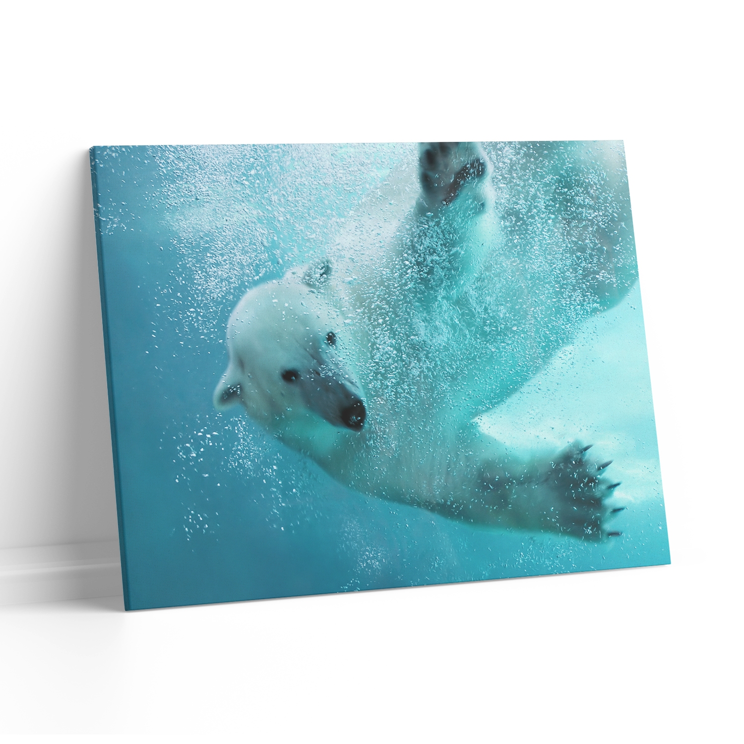 Tablou canvas Ursul polar in apa, Picma, standard, panza + sasiu lemn, 40 x 60 cm