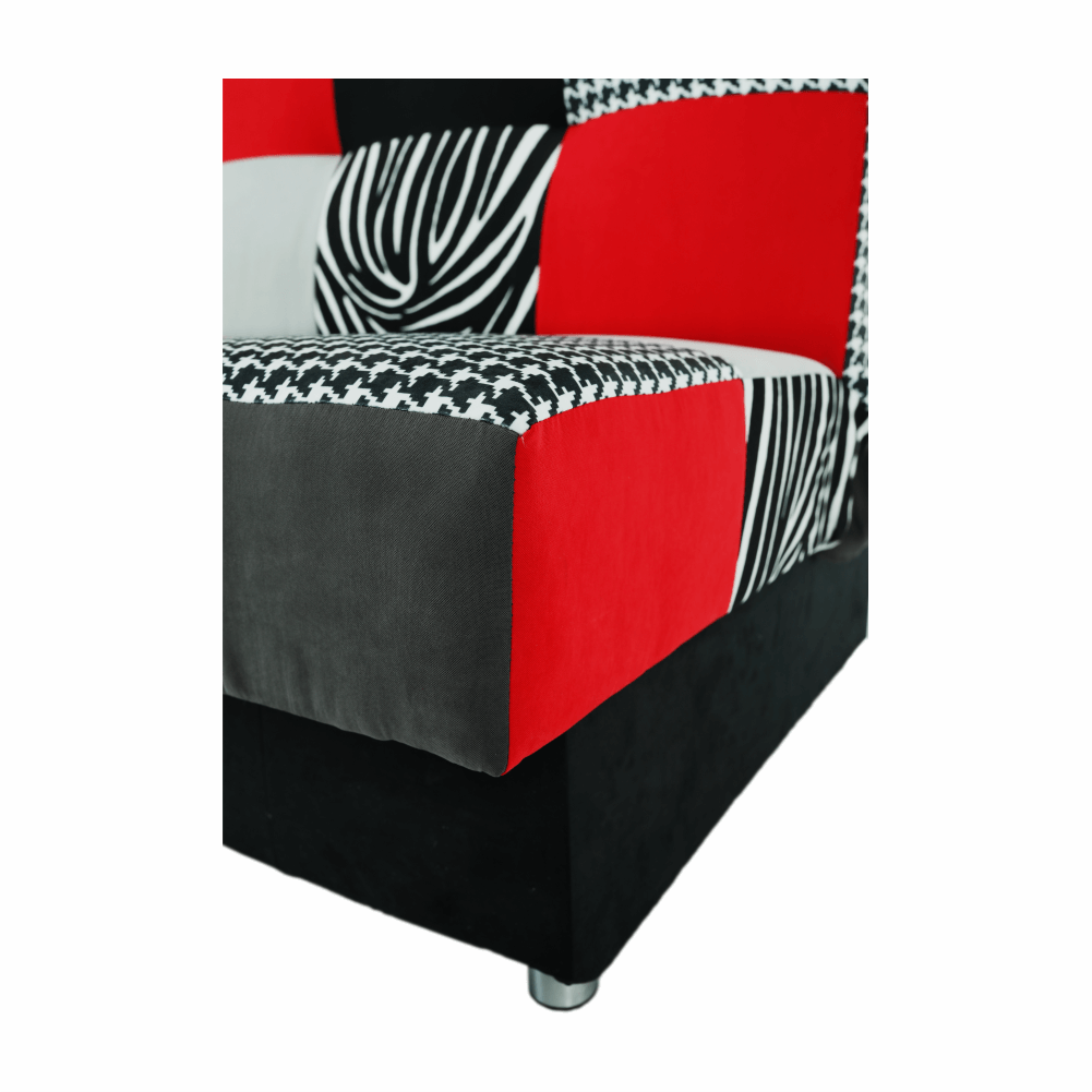 Canapea extensibila 3 locuri Alabama, cu lada, rosu + gri + negru, 195 x 90 x 90 cm, 1C