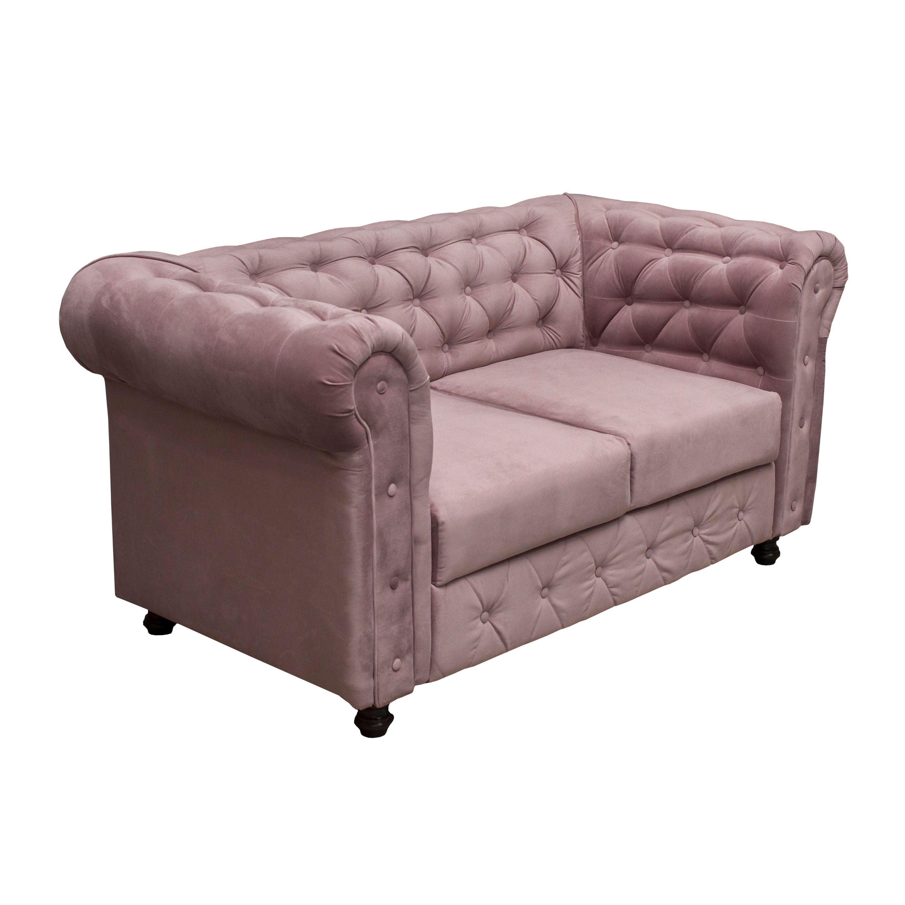 Canapea fixa 2 locuri Chesterfield, roz prafuit, 190 x 90 x 90 cm, 1C