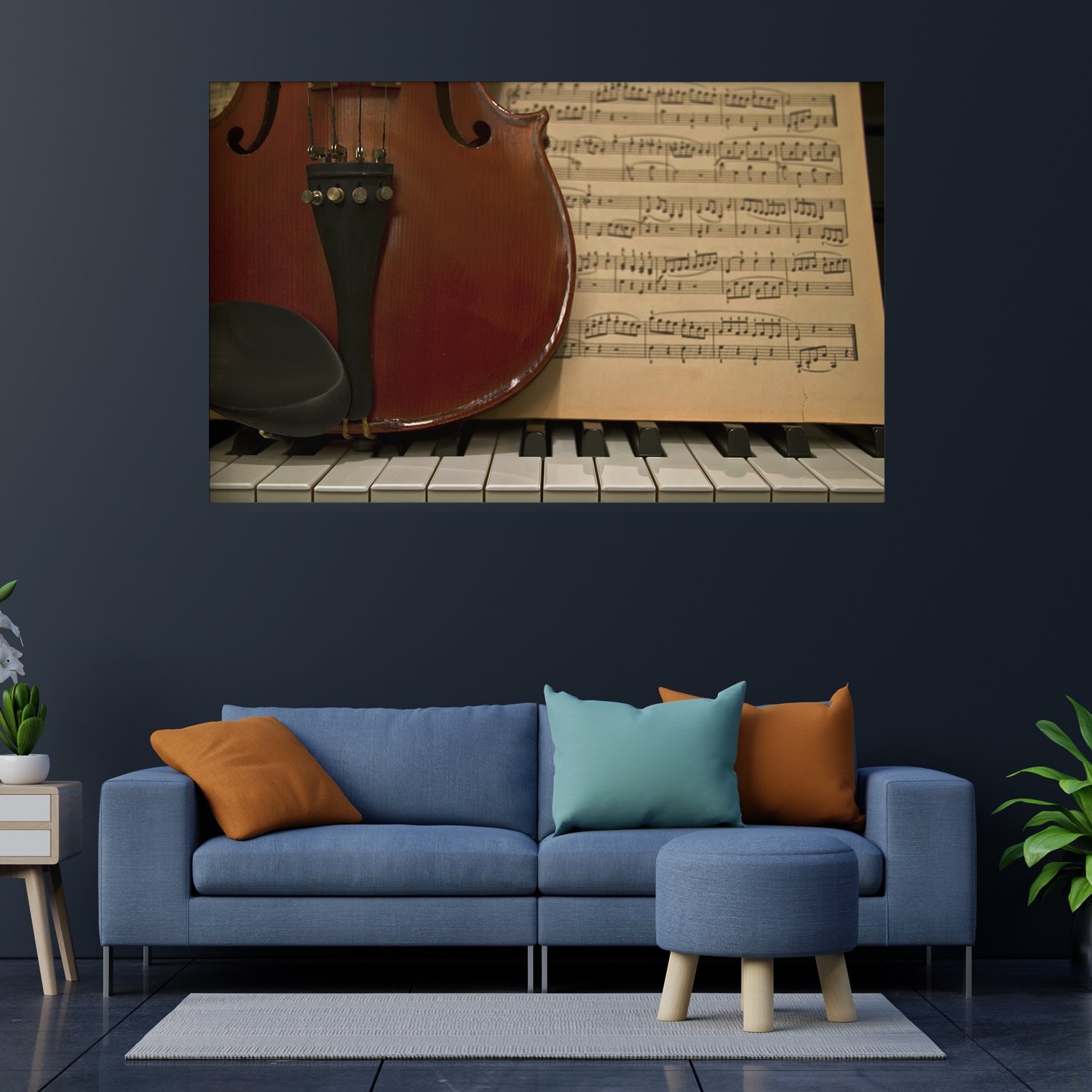 Tablou canvas Vioara pe portativ, CT0301, Picma, standard, panza + sasiu lemn, 60 x 90 cm