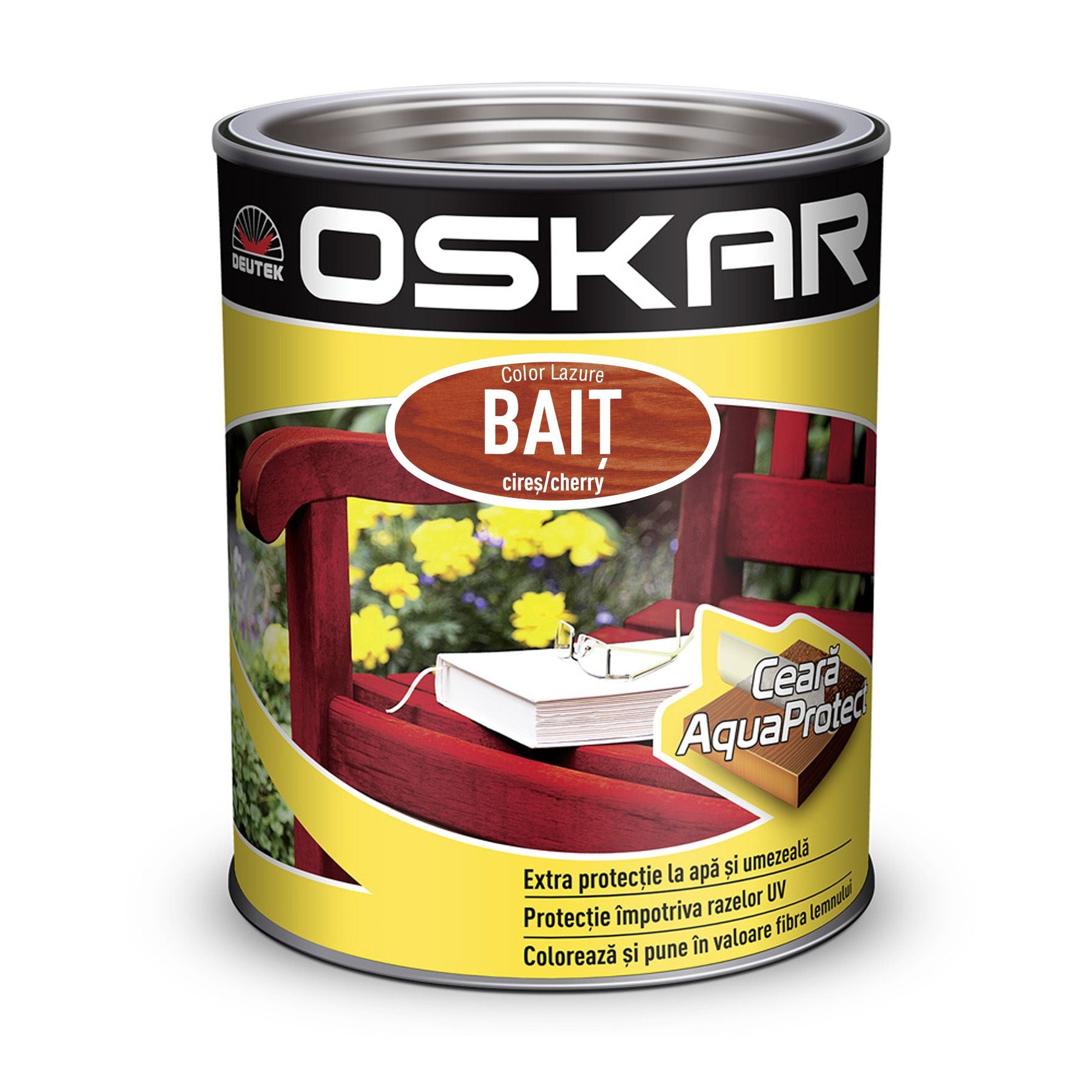 Bait pentru lemn Oskar, cires, interior / exterior, 0.75 L