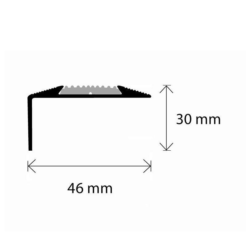 Profil aluminiu pentru treapta, cu banda antiderapanta, SET S38 sampanie, 0.93 m