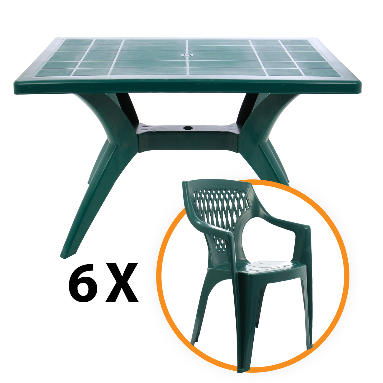 Sunday module hatch Dedeman - Set masa Dol + 6 scaune Adrian, pentru gradina, verde, din plastic  - Dedicat planurilor tale
