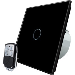 Intrerupator touch cu telecomanda, smart / inteligent, simplu cu indicator luminos Livolo VL-C7-C1/701R-12, Wi-fi, telecomanda, incastrat, negru