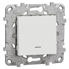 Intrerupator simplu cu indicator luminos Schneider Electric Noua Unica NU520118NZ, incastrat, 10A, alb