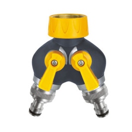 Adaptor robinet - furtun pentru irigatii gradina, 2 iesiri, filet interior, polipropilena + metal, Deluxe DY8102A