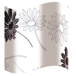 Perdea dus Hypo 818, model flori, alb + negru, 180 x 180 cm