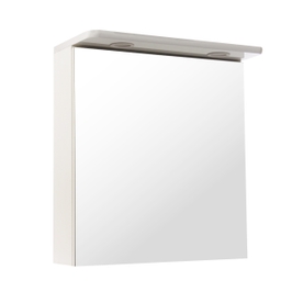Dulap baie cu oglinda, iluminare, 1 usa, Havana, alb, 55 x 65 x 27 cm