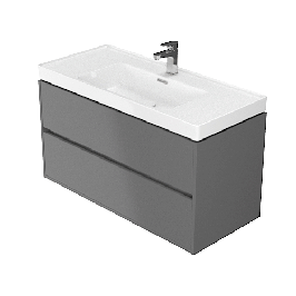 Masca baie pentru lavoar, Cersanit Crea S924-019, cu sertare, gri mat, montaj suspendat, 99.4 x 44.7 x 53.3 cm