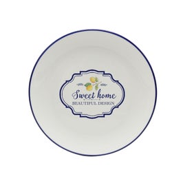 Farfurie pentru servirea mesei HC8018L-U05, model Sweet Home, ceramica, alb + albastru, 25.8 cm