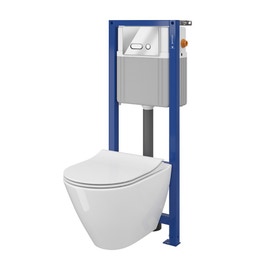 Pachet rezervor apa, incastrat, Cersanit City K701-105, vas WC, capac soft close si clapeta de actionare incluse