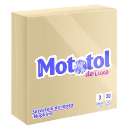 Servetele de masa Mototol Deluxe, celuloza, crem, 3 straturi, 33 x 33 cm, 30 buc / set