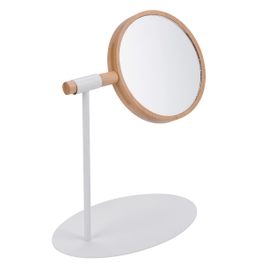 Oglinda cosmetica pentru baie, Kadda Bambo HIE-2074D, stativa, rotunda, 20 x 25 x 13 cm