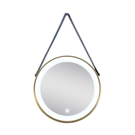 Oglinda baie Class Mirrors D26, cu iluminare LED, actionare touch, rama aurie, 50 x 50 cm
