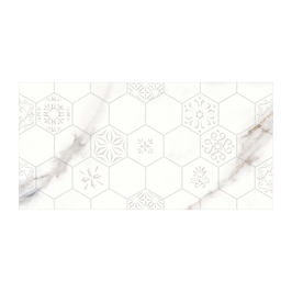 Decor faianta baie / bucatarie Cesarom, 2651-0100 Splendor, alb, lucios, model geometric, 25 x 50 cm