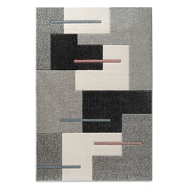Covor living / dormitor Carpeta Soho 49351-16841, 200 x 300 cm, polipropilena frize, roz prafuit + crem + bleu + gri + negru, dreptunghiular