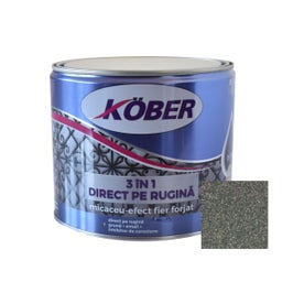 Vopsea alchidica pentru metal Kober Micaceu, efect fier forjat, interior / exterior, gri fumuriu, 2.5 L